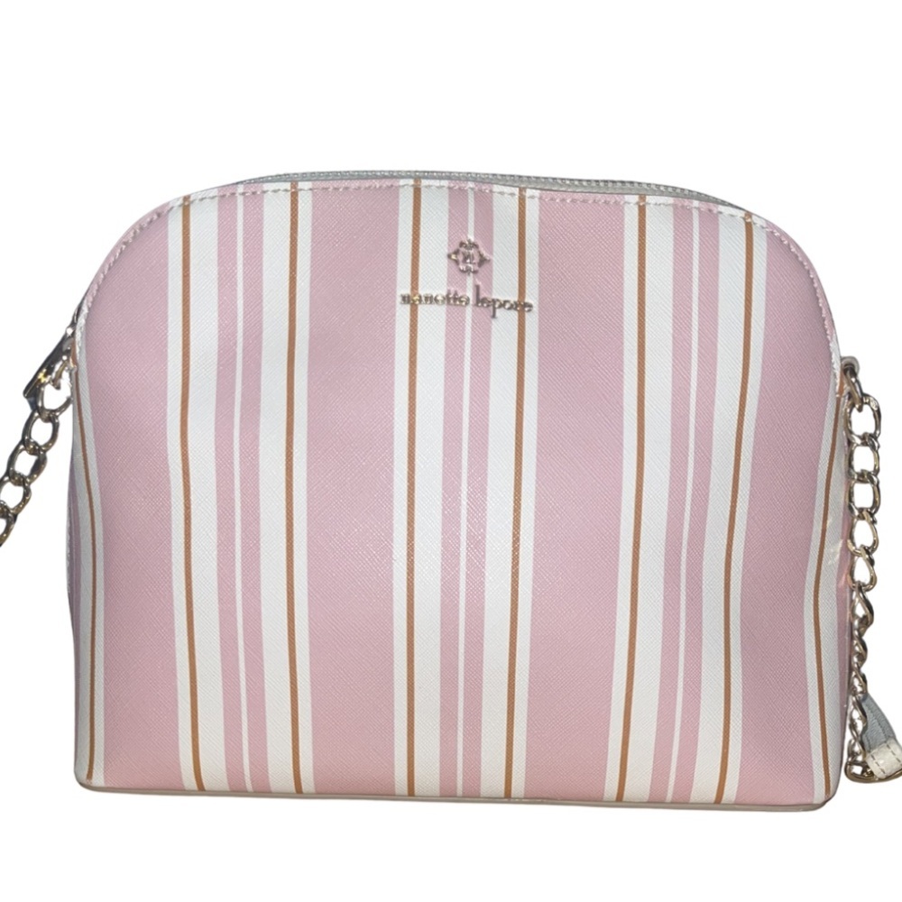Nanette Lepore Pink & Cream Striped Dome Crossbody Bag - Picture 3 of 10